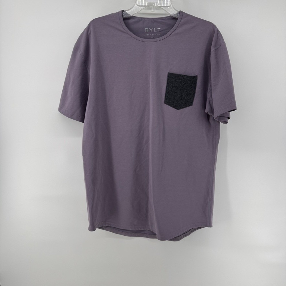 BYLT Drop Cut LUX Shirt Mens XL Dusty Purple Pocket Crew Neck Solid